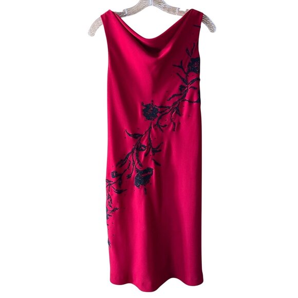 Coldwater Creek Red Sleeveless Beaded Dress Size 6 With Floral beading - Picture 1 of 5